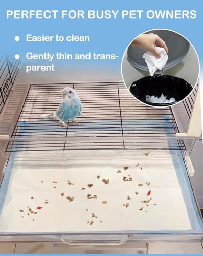 Image of Disposable Bird Cage Liner Birds Cage Liners Super Absorbent Birdcage Liners Parakeet Cage Training Accessories with Quick-Dry Surface for Cockatiels Canaries Parrots