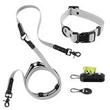 Picture of The LICKER Store WLK1005N-5SET Luna Medium 8FT Adjustable 6-in-1 Waterproof Hands-Free Leash and Collar with LED Flashlight, Bag Dispenser, and Poop Bag Holder, Martini