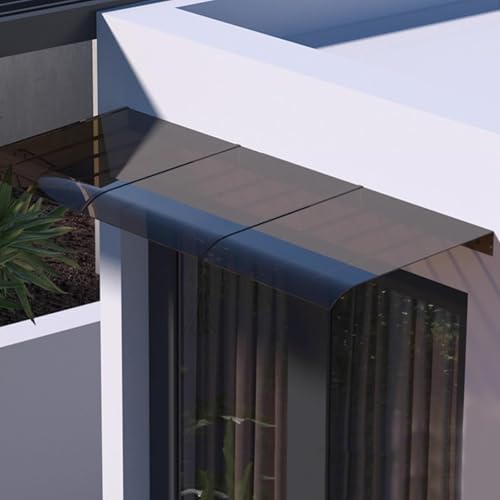 Modern Polycarbonate Door Canopy Outdoor Balcony Awning UV Resistant Hail & Weather Proof Brown 35x100cm (13.8x39.4in) Stylish Entryway Protection