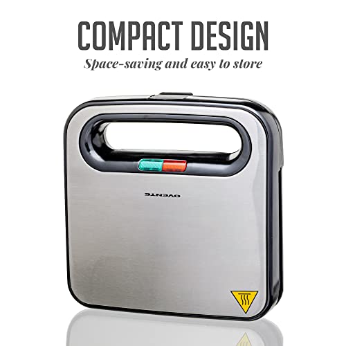 Ovente Electric Panini Press Grill With Nonstick Plates, Led Indicator Lights, Thermostat Control, Cool Touch Handle, Compact Sandwich Maker Perfect For Cooking Breakfast, Snacks & More, Black Gp0401B #TOP6