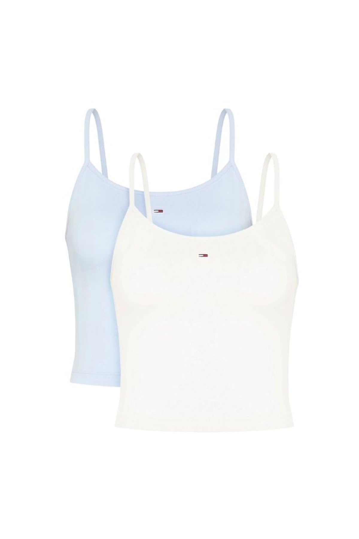 Tommy Jeans Kobiety TJW 2PACK ESSENTIAL STRAP TOP Inne dzianinowe topy, Multi, L, Multi (Ecru/Sweet Blue), L