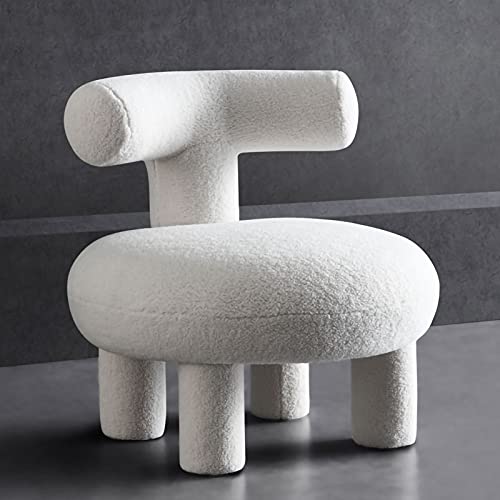 Lugshiree Modern Accent Boucle Chair,Upholstered Tufted Creative Furniture Sofa Couch Lounge Reading Chair For Living Room Home Decorative(White) #TOP3