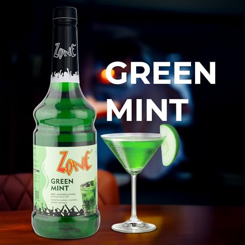 Image of Zone Flavoured Syrups 1000ml - Premium Cafe-Style Syrups for Mocktails, Cocktails, Milkshakes, Coffees, Iced Teas, Sodas & Desserts | Perfect for Home Use, Small Cafes, Bars & Gifting (Green Mint)