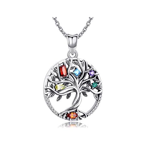 Odinstone 925 Sterling Silver Pendant, Tree of Life Necklace for Women Girls,Cubic Zirconia Necklace Fine Jewellery Gifts for Wife, Mum and Girlfriend Cover