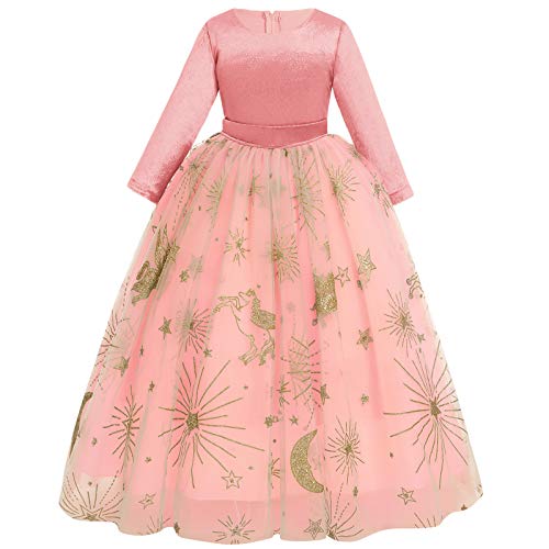 Flower Girls Vintage Lace 3/4 Sleeve Bridesmaid Velvet Dress Princess Wedding Party Pageant Evening Formal Prom Ball Gown