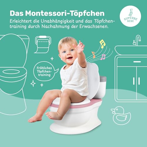 Baby Töpfchen - Toilettensitz Kinder - Kinder Töpfchen Mit Musik & Spülgeräusch Für Töpfchentraining - Baby & Kindertoilette - Leicht Zu Entleeren Mit Herausnehmbarem Topf - Potty Training Toilet