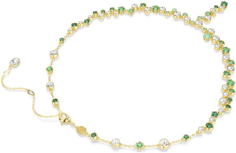 Swarovski Constella Y necklace Mixed cuts, Green, Gold-tone plated