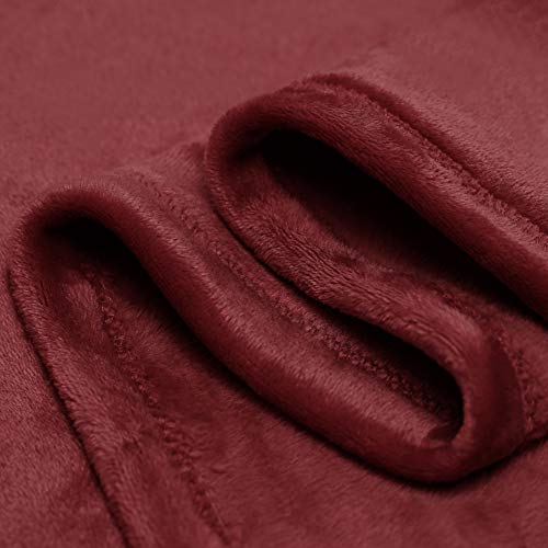 Kingole Flannel Fleece Microfiber Throw Blanket, Luxury Wine Queen Size Light Weight Cozy Couch Bed Super Soft And Warm Plush Solid Color 250Gsm (90 X 90 Inches) #TOP2