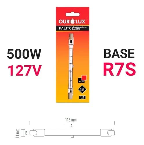 Kit 3 Lâmpadas Halógena Palito 500w 127v Ourolux 01304