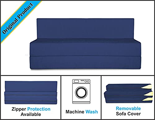 Image of Adorn India Easy Treno 3 Seater Sofa Cum Bed Sit & Sleep Perfect for Guest, Colour Blue, 5'x6', (1 Year Warranty)