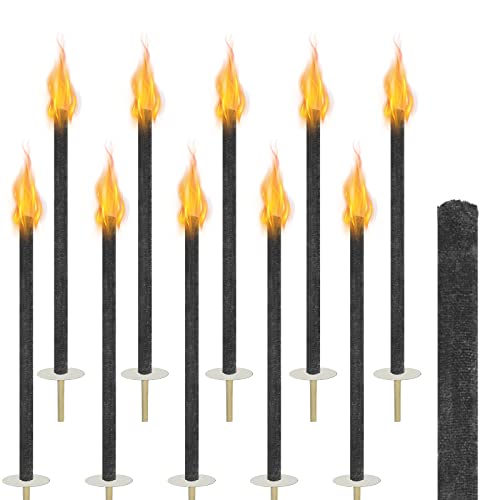 NAIZY Torches de jardin en cire naturelle avec joint d'étanchéité et poignée extra-longue - Lot de 10