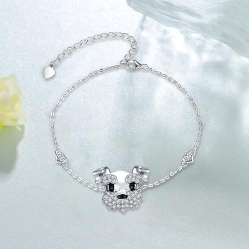 Schnauzer Bracelet 925 Sterling Silver Cute Dog Bracelet Schnauzer Jewelry Gift for Women2