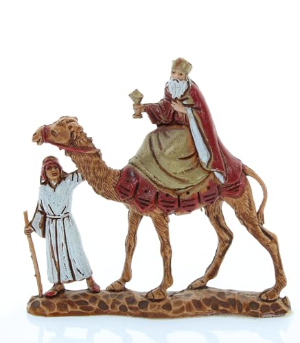Moranduzzo DREI Könige auf Kamel Für 3,5 cm Krippe Maßstab 1:16 – Micro 3,5 – Unzerbrechliche Figur, Stil 18. Jahrhundert, Handbemalt, Bildhauer M. Landi, Made in Italy
