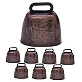 HANABASS 8個 メタルカウベルアイアンベル そりの鐘 の鐘 うるさい農場の鐘 家畜牛鈴 フットボールの試合のための牛の鐘 牛の鈴 大きなベル ミニハンギングベル 牛の大きな鐘 馬鈴 銅