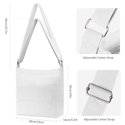 Image of Women's blank large Size Canvas Crossbody Tote Handbags Shoulder Bag Hobo Casual Tote Diy /gifts