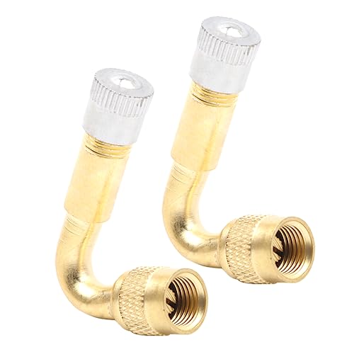 AMZSKU Lot de 2 rallonges de Valve à 45 degrés, rallonge de Valve en cuivre pour Valve d'angle de Valve de Voiture, Valve de Pneu pour Voiture, Moto, vélo,...