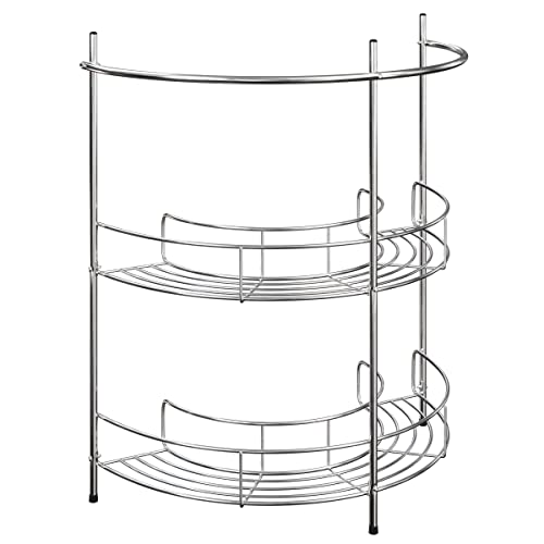 Pedestal Sink Organizer – Compact Under the Sink Rack with 2 Storage Shelves and Towel Holder – Space Saving Bathroom Storage by Lavish Home