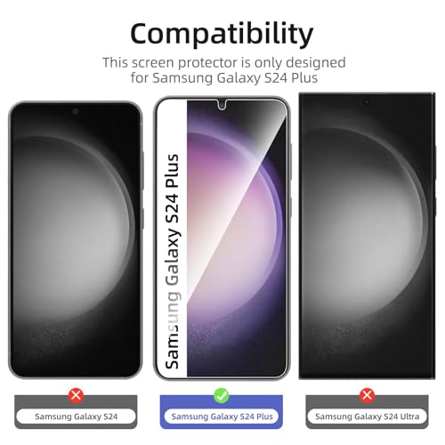 Image of NEW'C 3 Pack Designed for Samsung Galaxy S24 Plus / S24+ 5G Screen Protector Tempered Glass,Case Friendly Ultra Resistant