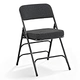 CHAIRABLE Klappstuhl mit Dicker Polsterung, gepolsterter Metallklappstuhl für Zuhause, Büro, Party, Hochzeit, Innen- und Außenbereich, stabil, bequem, tragbarer Esszimmerstuhl, 1 Stück, Schwarz