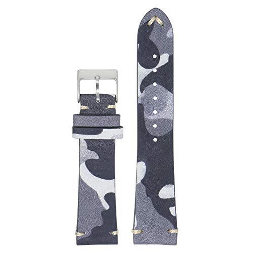 StrapsCo Camo Nubuck Leather Quick Release Watch Band Strap - Urban Camo - 21mm
