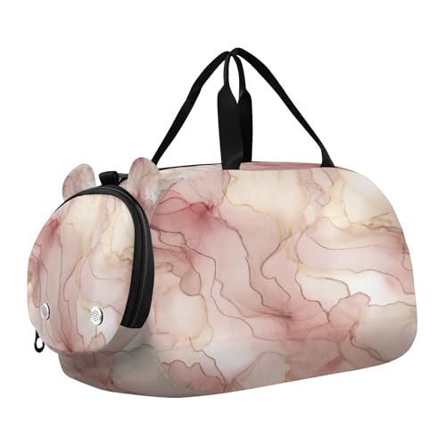 Marble Texture Youth Sports & Travel Duffle Bag with Shoe Compartment,Waterproof Gym Bag for Girls and Boys (Overnight Essentials Organizer)