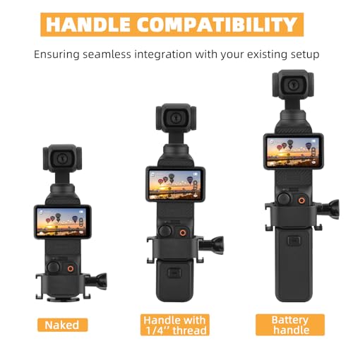 BRDRC Pocket 3 Extension Adapter, Dual Cold Shoe Mount Camera Extender Frame for DJI Osmo Pocket 3 Creator Combo Handle Accessories for Microphone, Led Video Light, Tripod, Bicycle, Backpack Clip