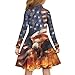 UOQFHHM American Eagle Print Girl's A Line Dress Lapel Collar Long Sleeve Sundress Button Front Polo Shirt Midi Skirt for Going to School 3X-Large