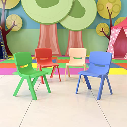 Image of Flash Furniture Whitney 4 Pack Plastic Stackable School Chairs with 10.5 inch Seat Height, Assorted Colors