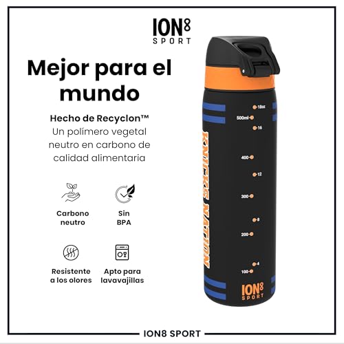 Miniatura 5 de ion8 NBA Botella a Prueba de Fugas, Fácil de Abrir, Cerradura Segura, Asa de Transporte, Aptas para Lavavajillas, Acero Inoxidable, Ideal para Deportes