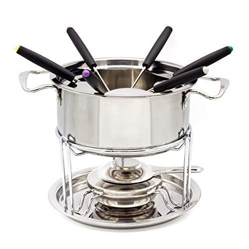 Stainless Steel Fondue Pot Inox Set WZH 13-set Fuel Fondue Temperature Controllable Chocolate Cheese