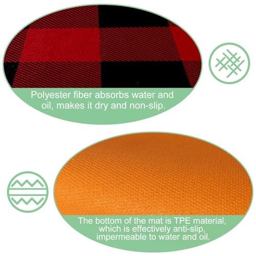 Tapis de cuisine lavable antidérapant absorbant écossais 2x
