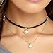 Produktbild Edary Chic Perlenkette Schwarz Schicht-Halskette Choker Doppel-Samt Halskette Schmuck verstellbar für Damen und Mädchen