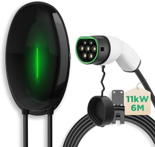 Cargador Coche Electrico Tipo 2 6M Doméstico Wallbox 11KW Cable E...