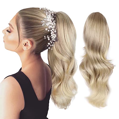 LNERATO 18" Ponytail Extension Long Curly Ponytail Clip in Claw Hair Extension for Women Synthetic Ponytail Hairpieces Natural Soft Daily Use…