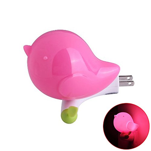 niceEshop Bird Night Light with Sensor Plug - Pink