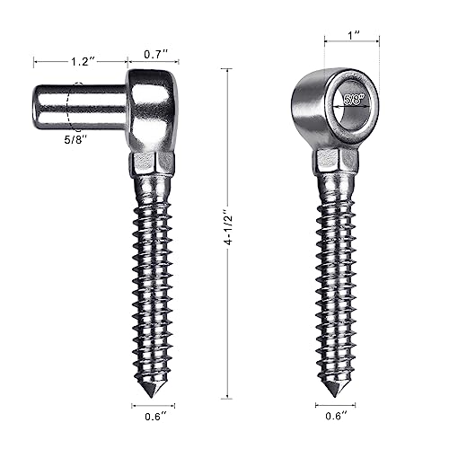 Image of Insaga Cast 304 Stainless Steel Gate Hinges 2Pack Lag Screw Hinge for Farm M16 Hook and Eye Hinges, Partial Thread Gate Hinge Bolts for Wood Cattle Livestock Gate for Fence