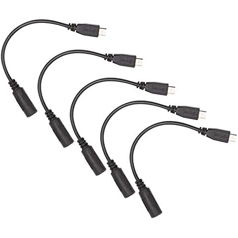 Snsnlent 5PCS DC 5.5 x 2.1mm Female to Micro USB Male Connector Adapter 5V Power Cable USB Micro-B to DC Female Use for Camera Length: 5.9 inch/15cm Cover