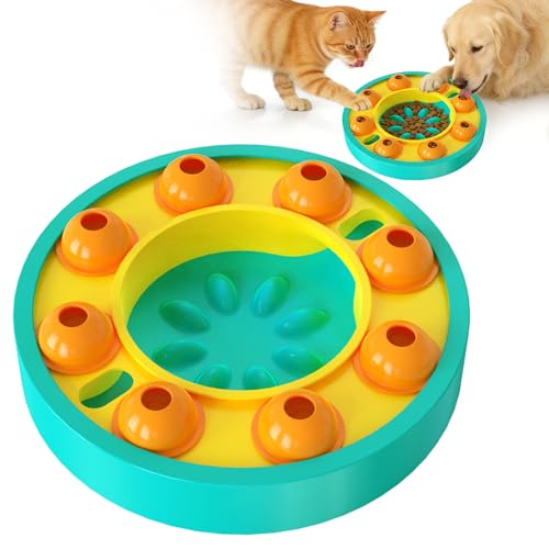 Dog Food Puzzle Toys Interactive Game Toy for IQ Training Enrichment Dog Food Puzzle Slow Feeder for Small, Medium Dogs and All Cats (Blue Bowl)