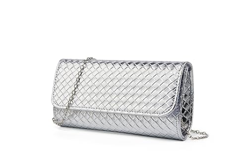 Image of Women's Woven Evening Bag Faux Leather Shoulder Handbag Fashion Crossbody Clutch Purse