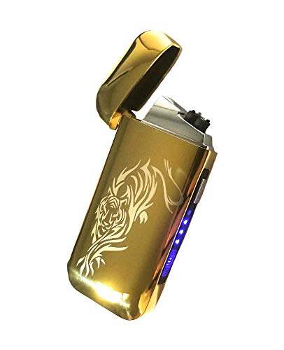Vizliter Electronic Dual Arc Lighter, Electric Lighter Rechargeable, Flameless, Elegant Slick Design, Windproof and Splashproof Tribal Tiger