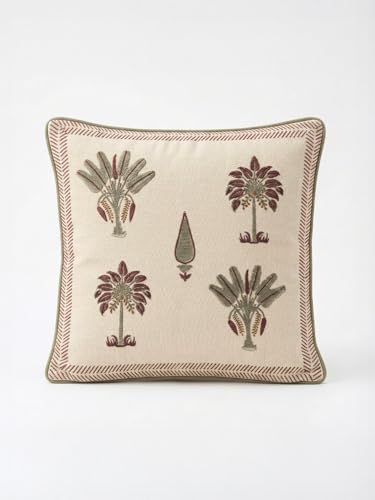 Image of NakhlaNoor Hand Block Print 100% Cotton Fabric Cushion Covers | Decorative Throw Pillow Covers for Sofa, Bed & Living Room | Soft & Durable Jaipuri Cushion Cover | Size - 16'' x 16'' | Set of 2