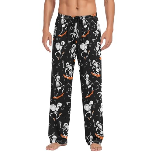 Skeletons Skulls Skateboard Pajama Pants Mens Lounge Pants Lightweight Men Pajama Bottoms with Pocket Size L