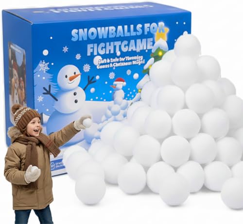 AISENO 50 PC Indoor Snowball Fight Toys - Soft Fake Snow Balls for Kids Dry Cold-Free Winter Party Games Christmas Throwing Game