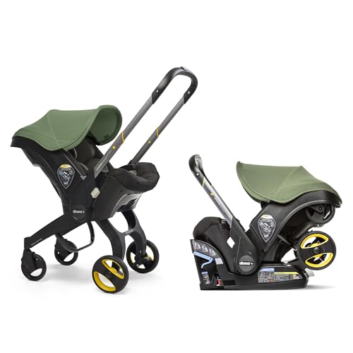 Image of Doona Infant Car Seat & Latch Base - Rear Facing ,Car Seat to Stroller in Seconds - US Version, Desert Green