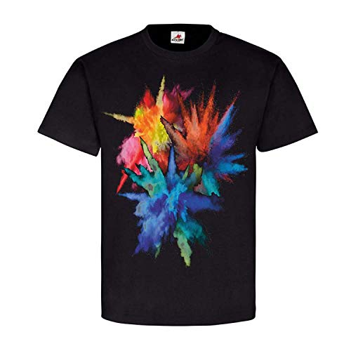 Crazy couleurs explosion combinaisons de couleurs pour festivals t-shirt noir