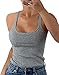 Wenrine Damen Tops Sommer Sexy U-Ausschnitt Gerippt Spaghetti Top Slim Fit Cami Einfarbig(Grau,M) sexy günstig Kaufen-Wenrine Damen Tops Sommer Sexy U-Ausschnitt Gerippt Spaghetti Top Slim Fit Cami Einfarbig(Grau,M)