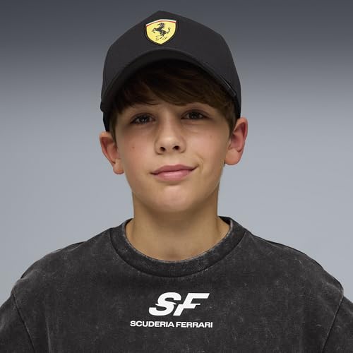 Image of PUMA | Scuderia Ferrari Youth 5 Panel Baseball Cap Black