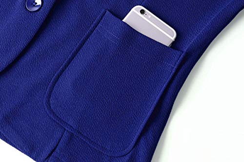 Unifizz Womens Casual 3/4 Sleeve Blazer Jacket Jakcets Casual Work Blazers With Pockets Outwear #Royal Blue,Size Xl# #TOP7