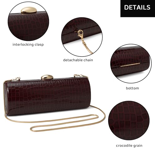 Image of Vegan PU Leather Evening Clutch Purses Crocodile Pattern Handbags Formal Envelope Shoulder Bags for Party Wedding Prom