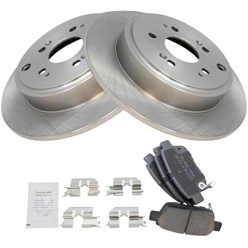Image of TRQ Rear Brake Pad and Rotor Set Ceramic Solid Rotors | For 2006-2014 Honda Ridgeline